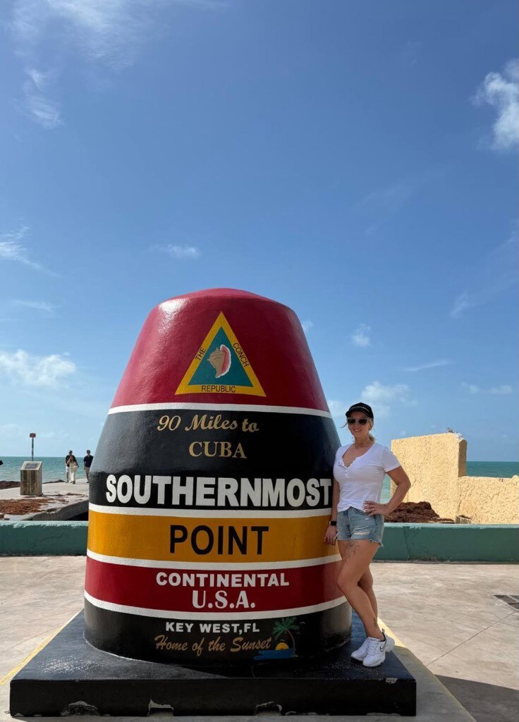 Tilly at the Southernmost Point buoy in Key West